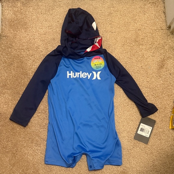 Hurley Kids Navy and Blue Shark Rashguard - Picture 1 of 3